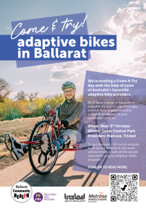 Man riding adaptive bike in parkland